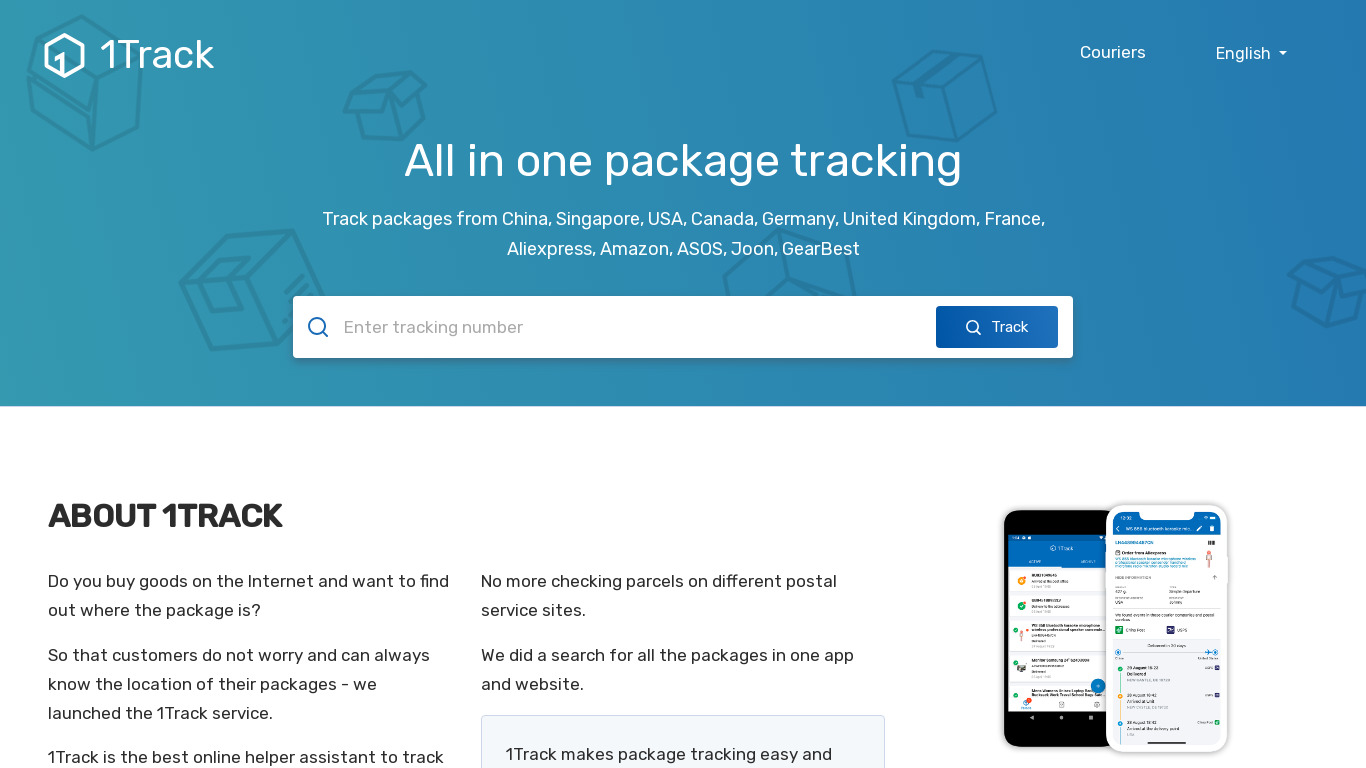 1Track Landing page