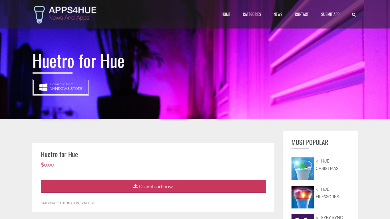 Huetro for Hue Landing page
