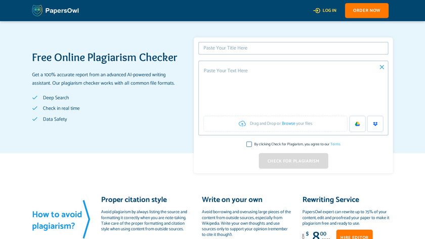 Papersowl Free Plagiarism Checker Landing Page