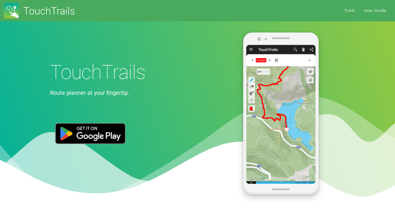 TouchTrails Landing page