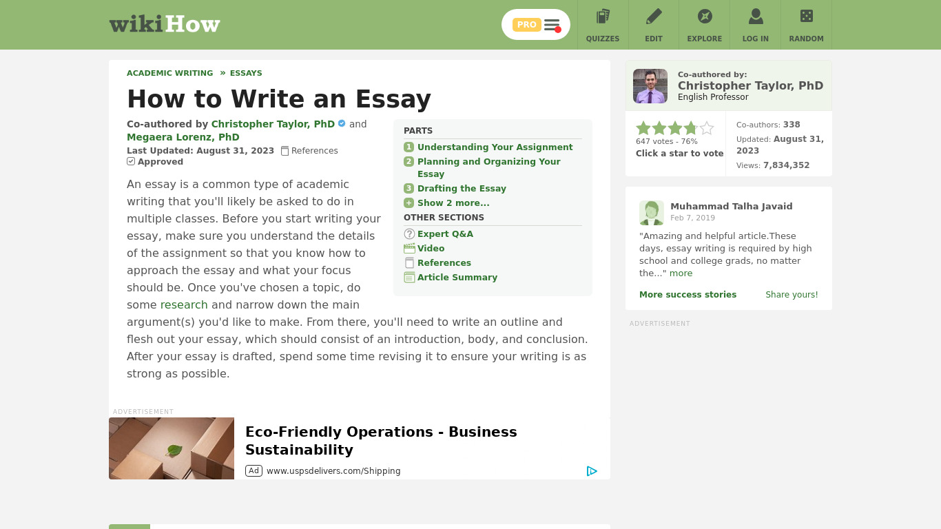 How to Write an Essay Landing page