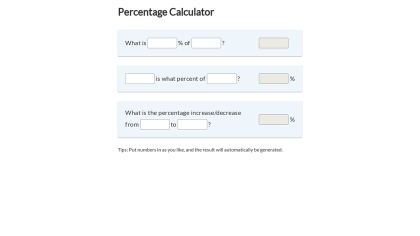 PercentCalculator Landing Page