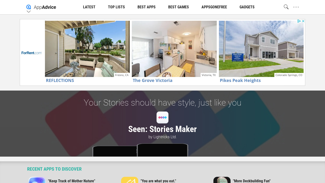 Seen: Stories Maker Landing page
