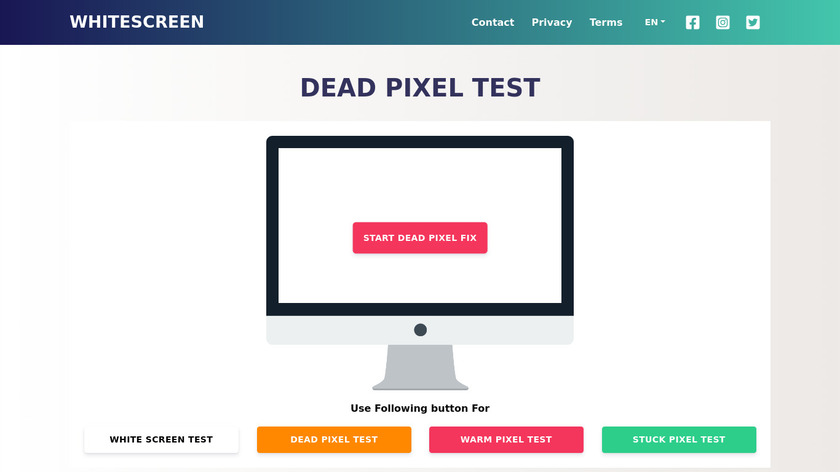 WhiteScreen Fix Dead Pixel Test Landing Page