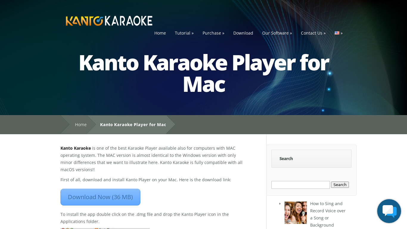 Kanto Karaoke Player for Mac Landing page