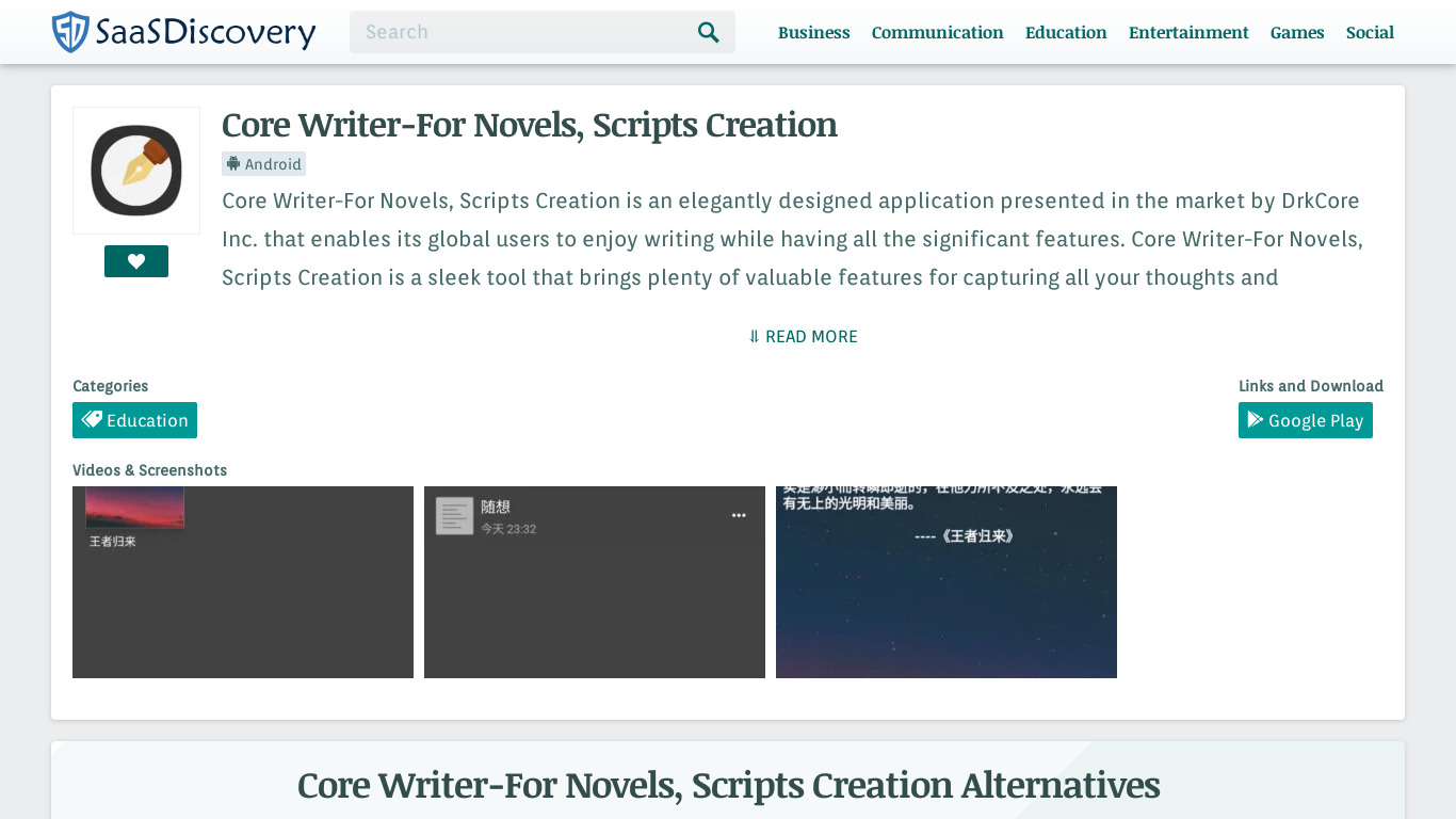 Core Writer-For Novels、Scripts Creation Landing page