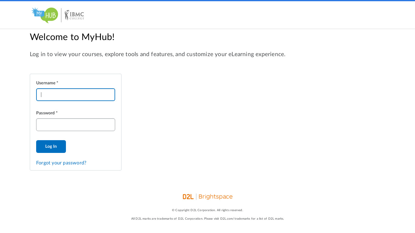 MyHub Landing page