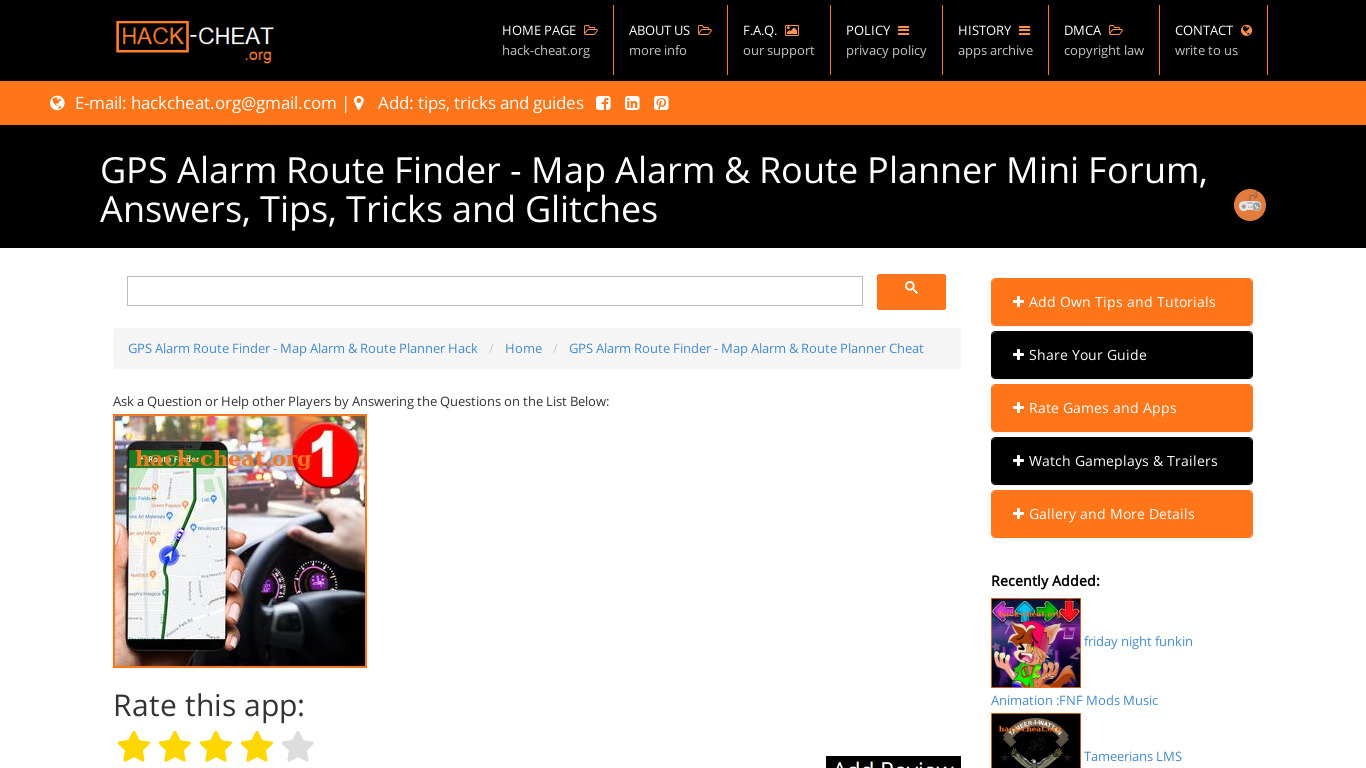 GPS Alarm Route Finder Landing page
