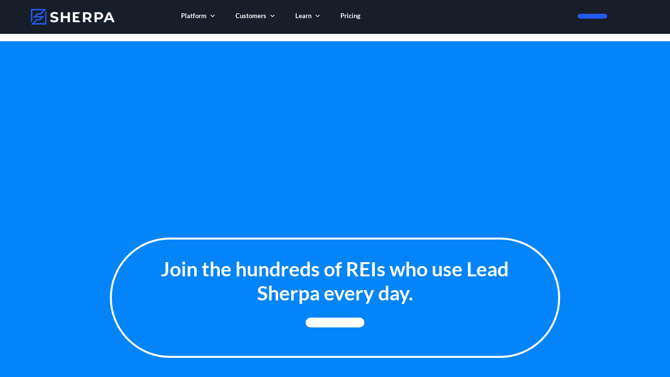Lead Sherpa Landing page