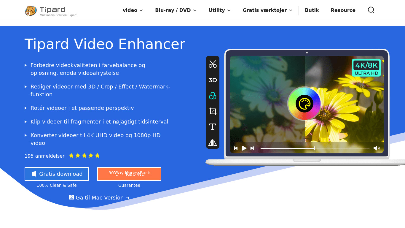 Tipard Video Enhancer Landing page