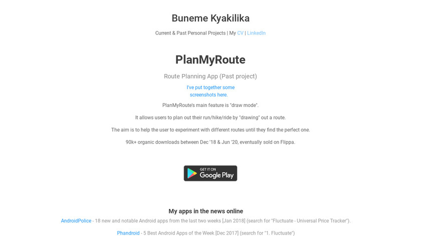 PlanMyRoute Landing Page