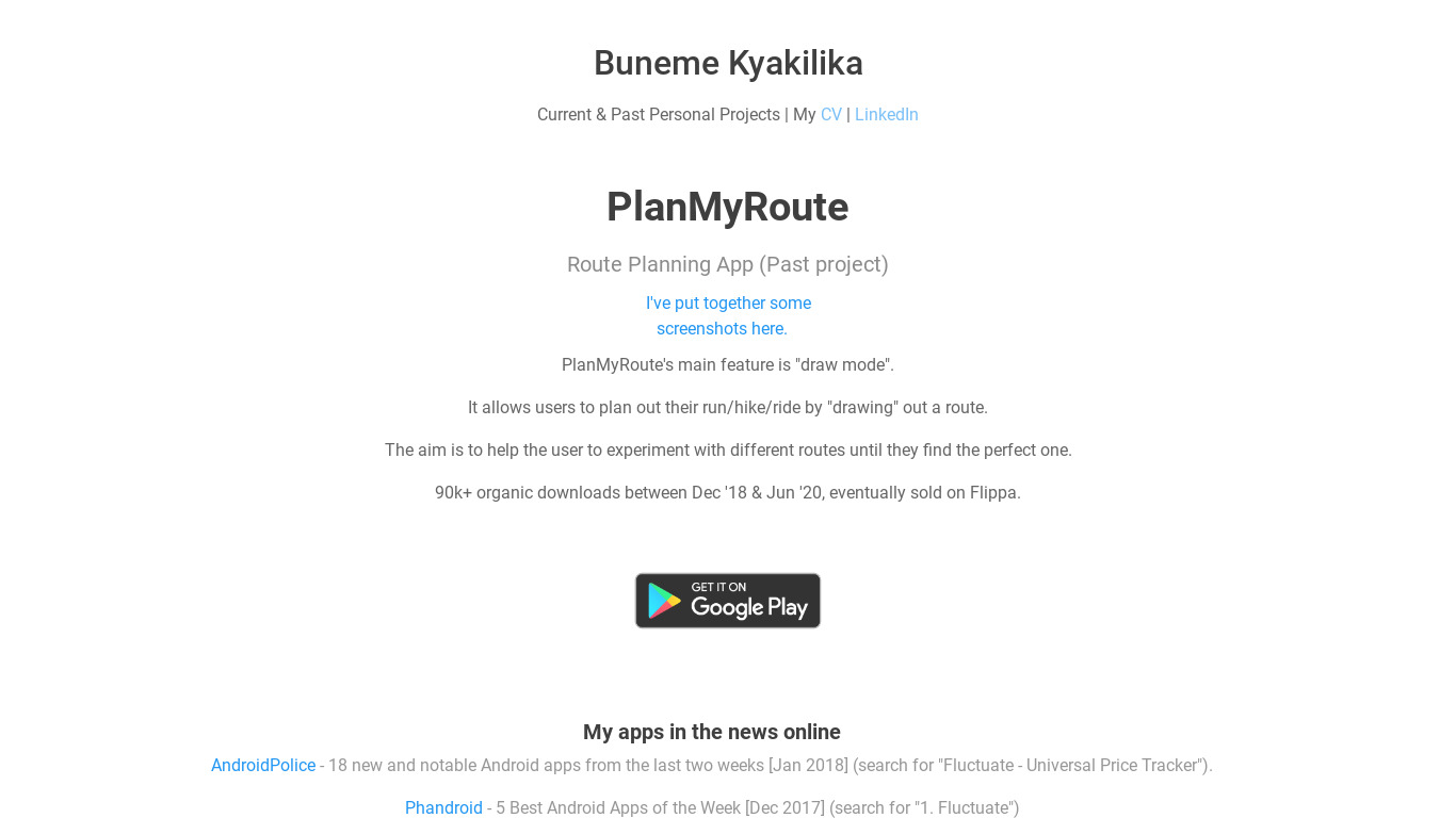 PlanMyRoute Landing page