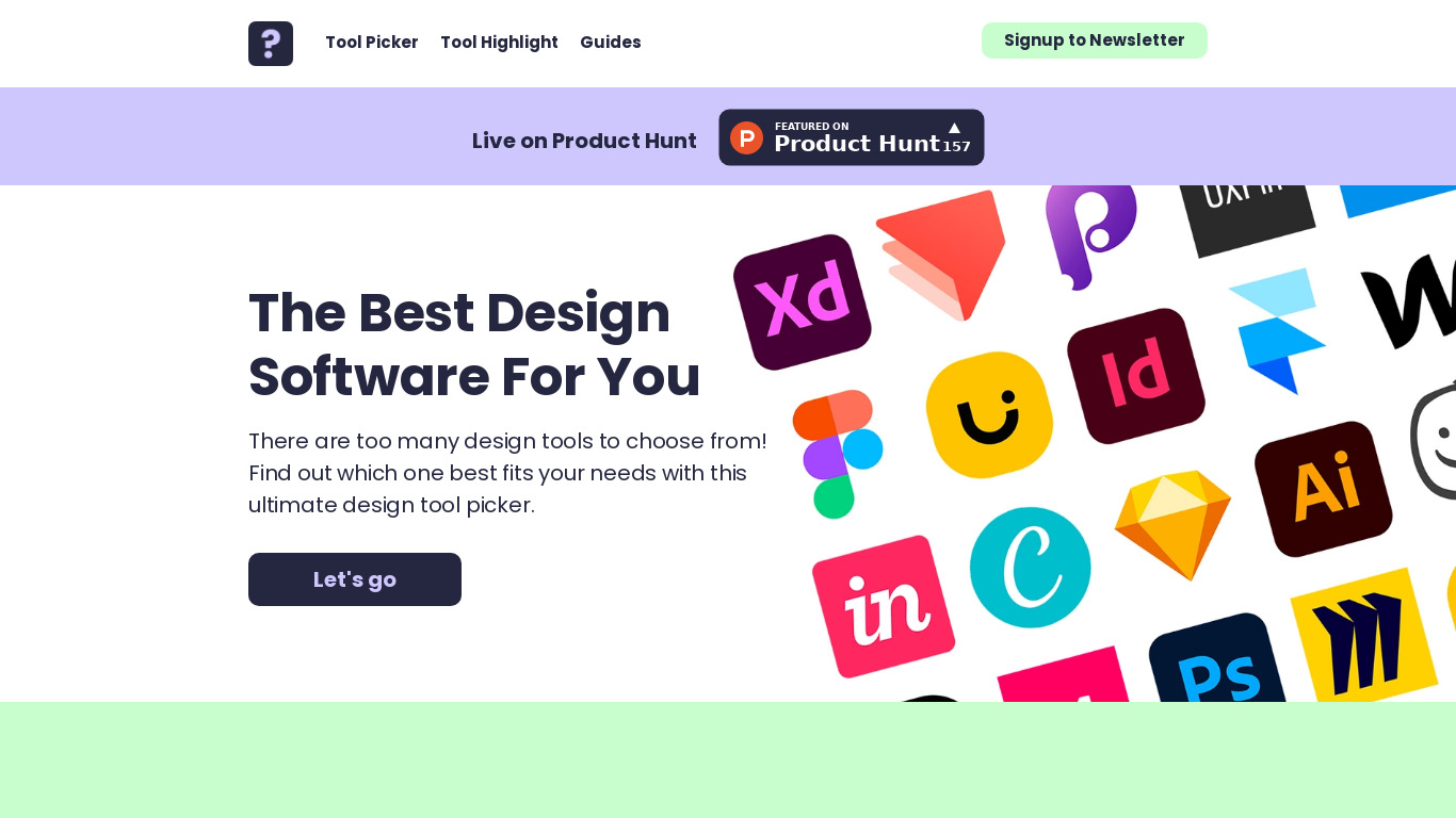The Ultimate Design Tool Picker Landing page
