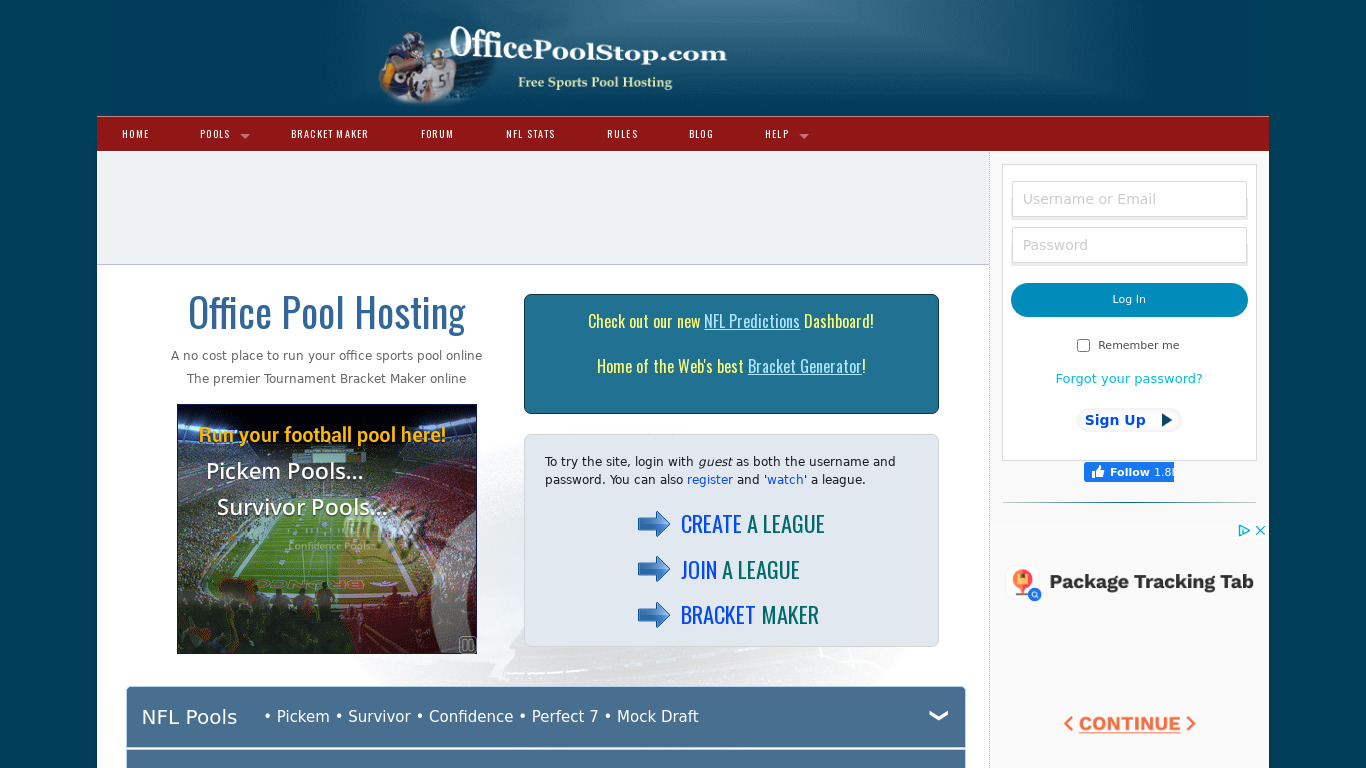OfficePoolStop Landing page