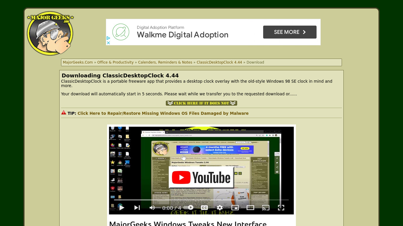 ClassicDesktopClock Landing page