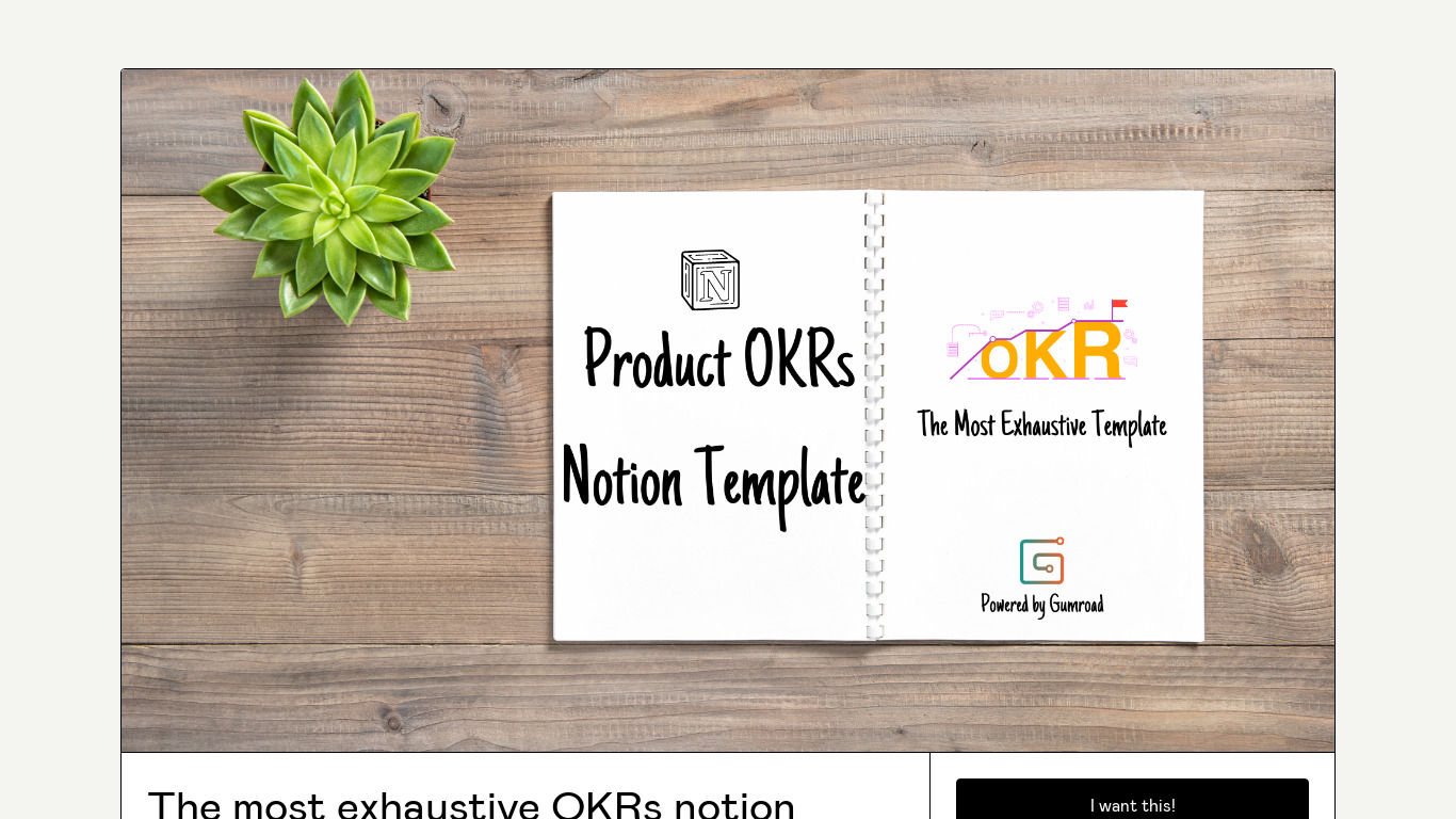 Product OKRs Landing page