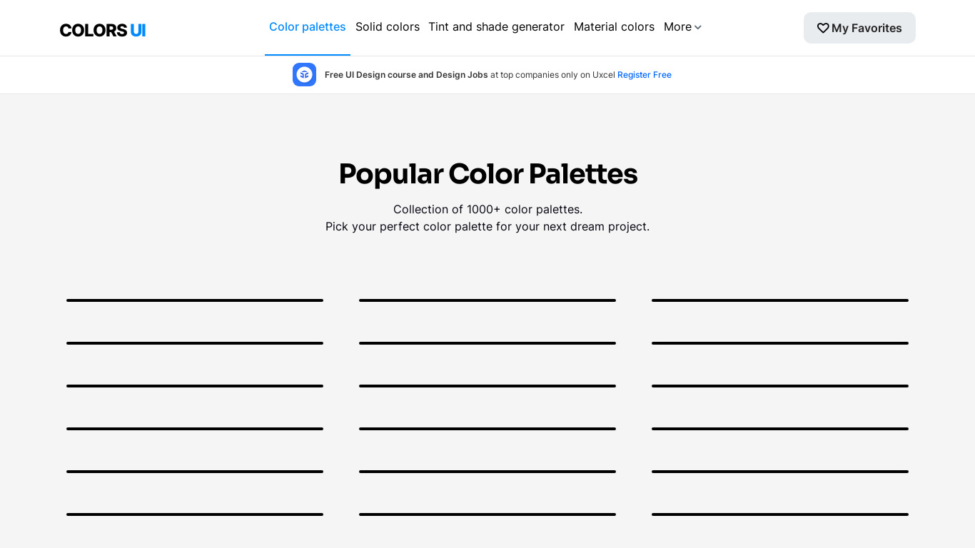 Colors UI Landing page