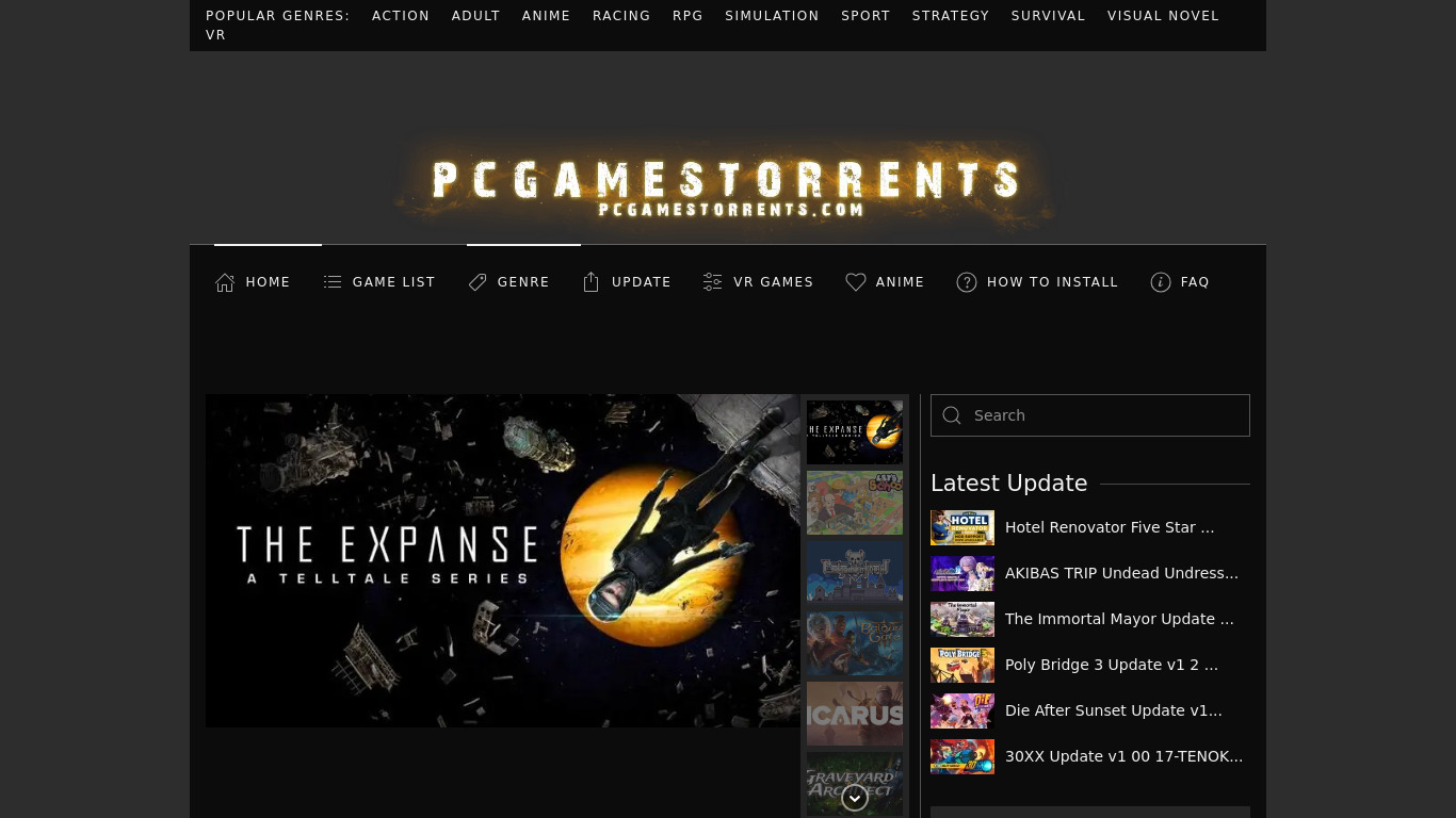 PCGamesTorrents Landing page
