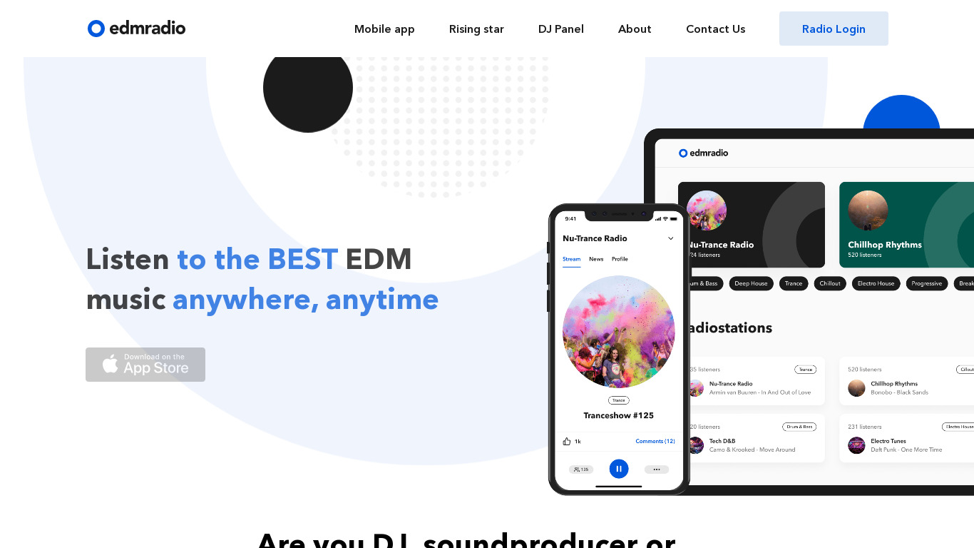 edmradio Landing page