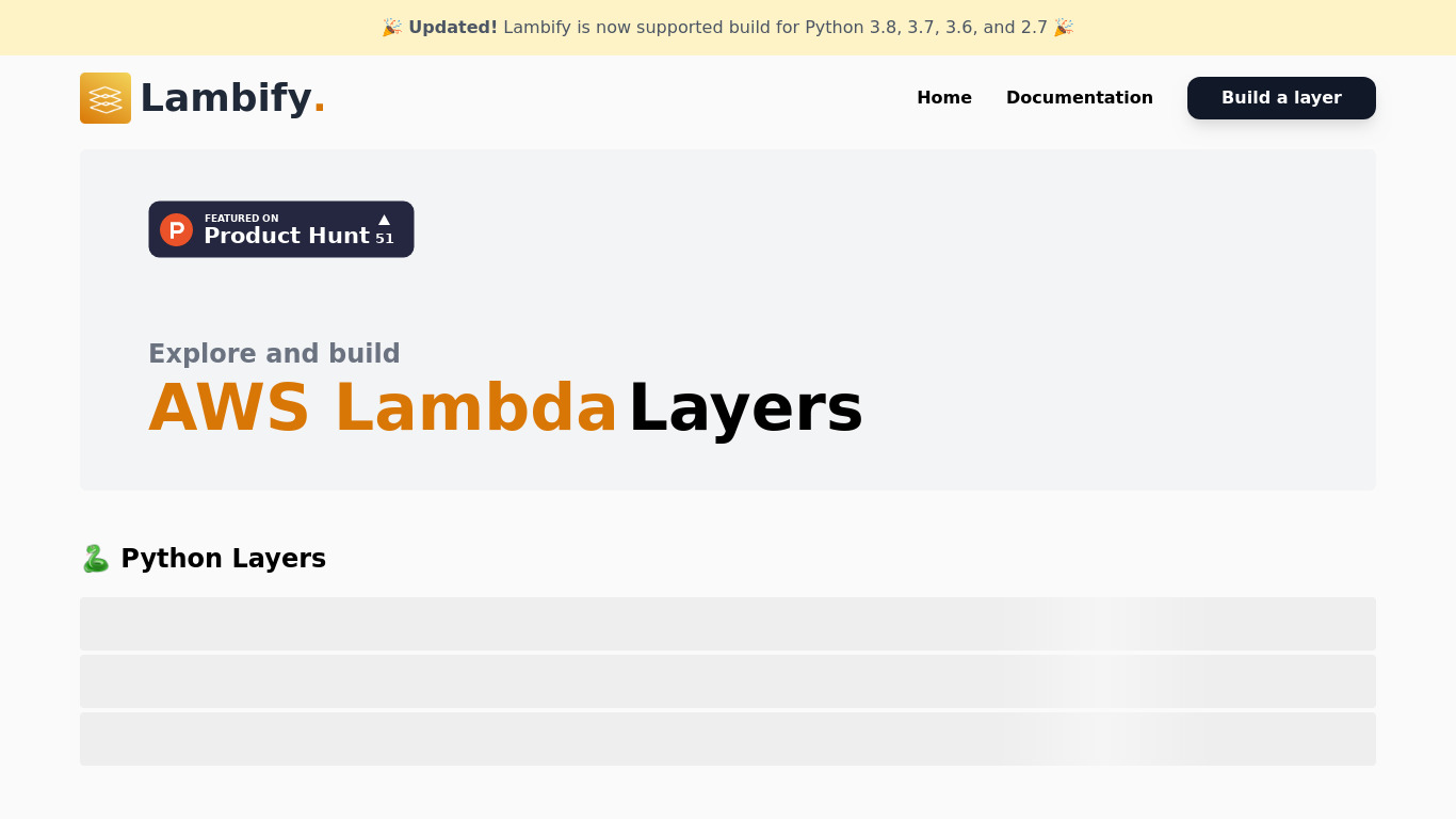Lambify Landing page