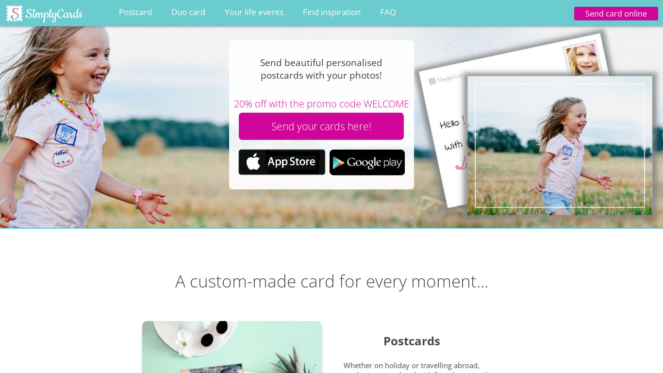 SimplyCards Landing page