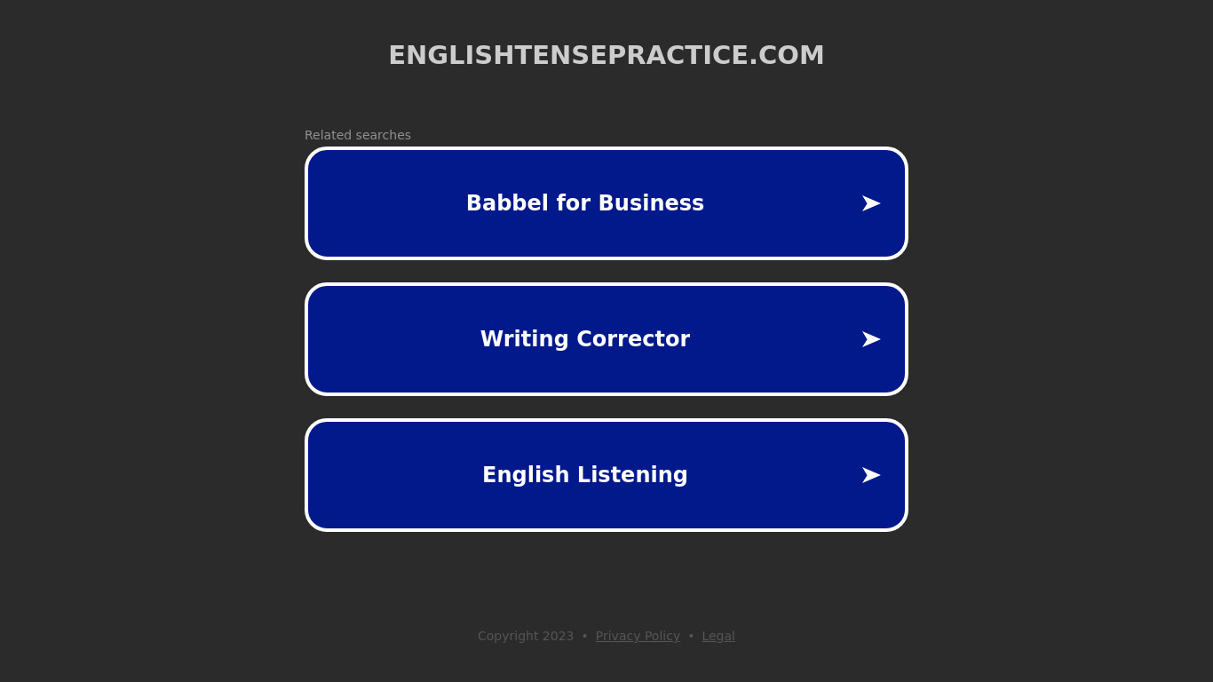 English Tenses Practice Landing page