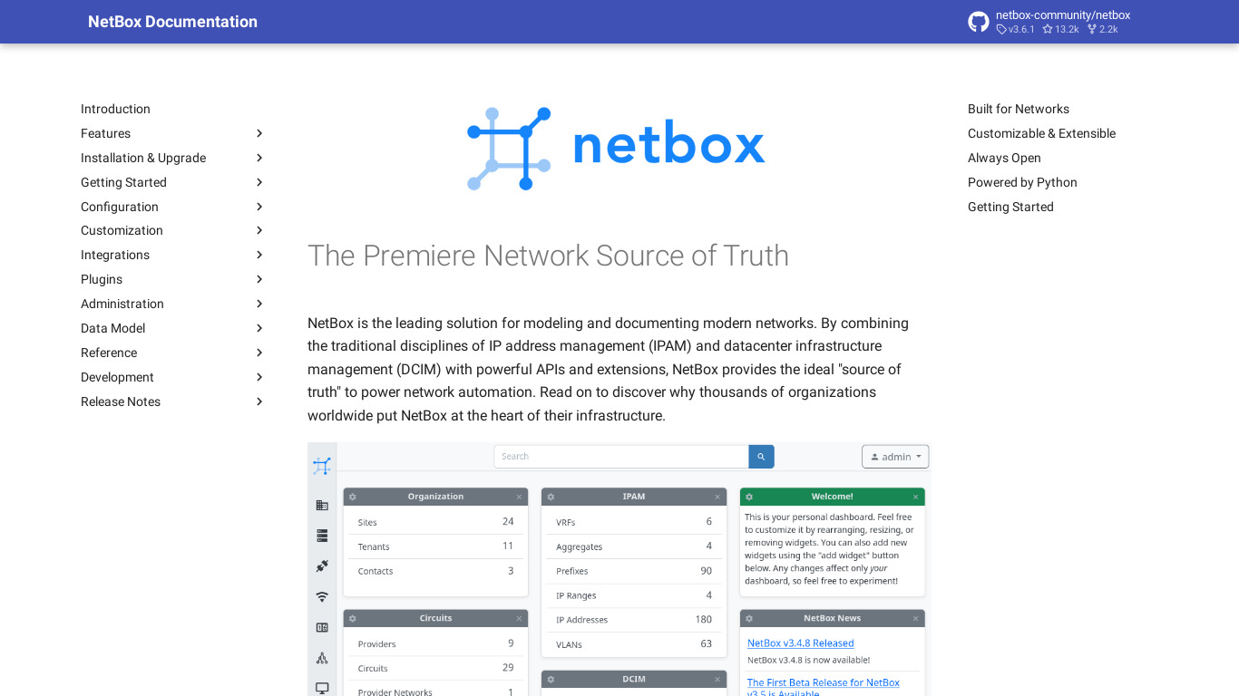 NetBox Landing page