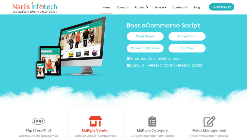 Narjis Infotech eCommerce Script Landing Page
