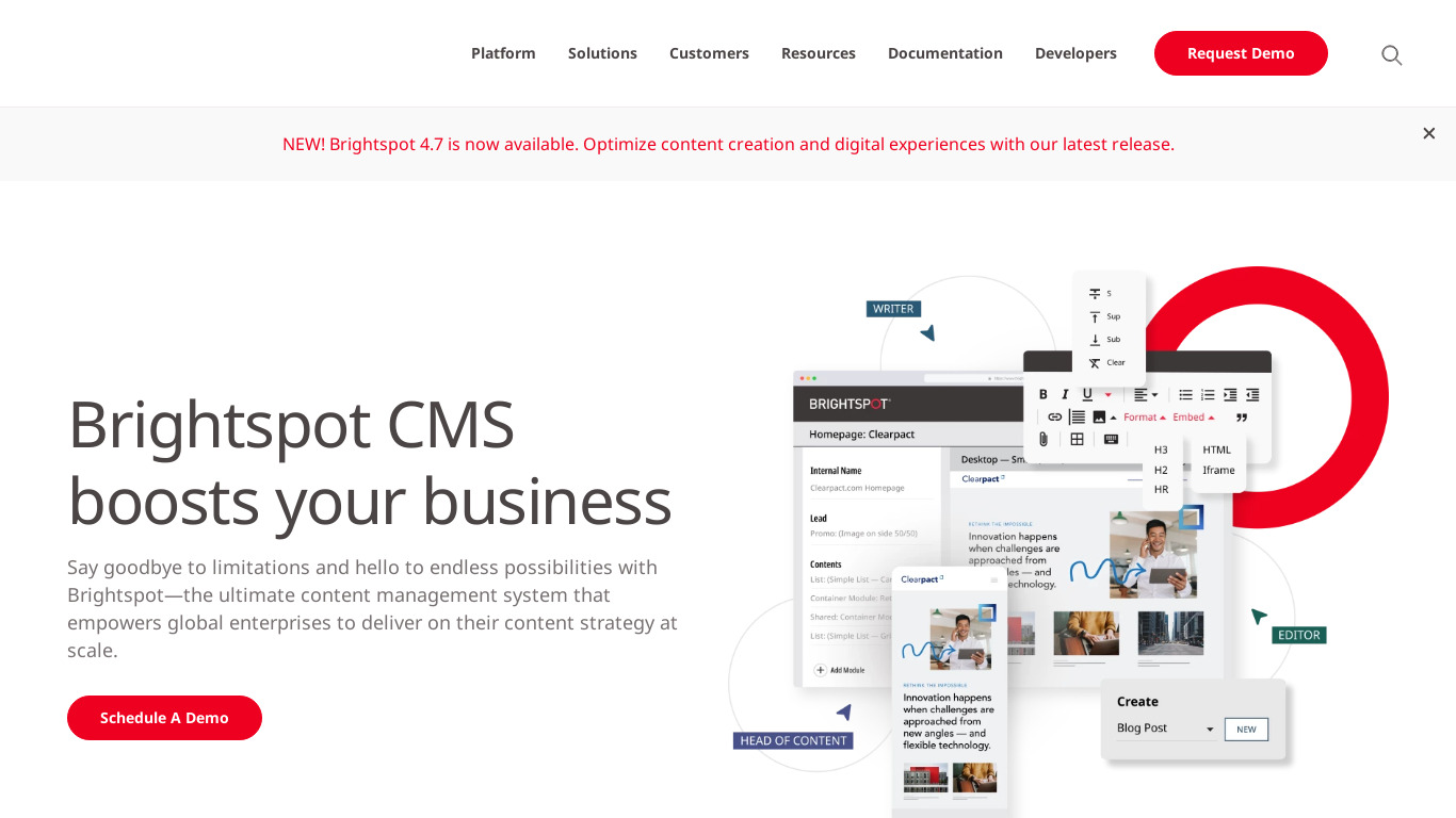 Brightspot CMS Landing page