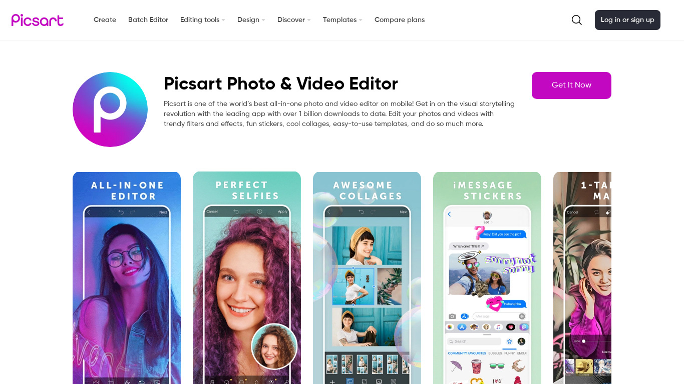 PicsArt Photo Editor + Collage Landing page