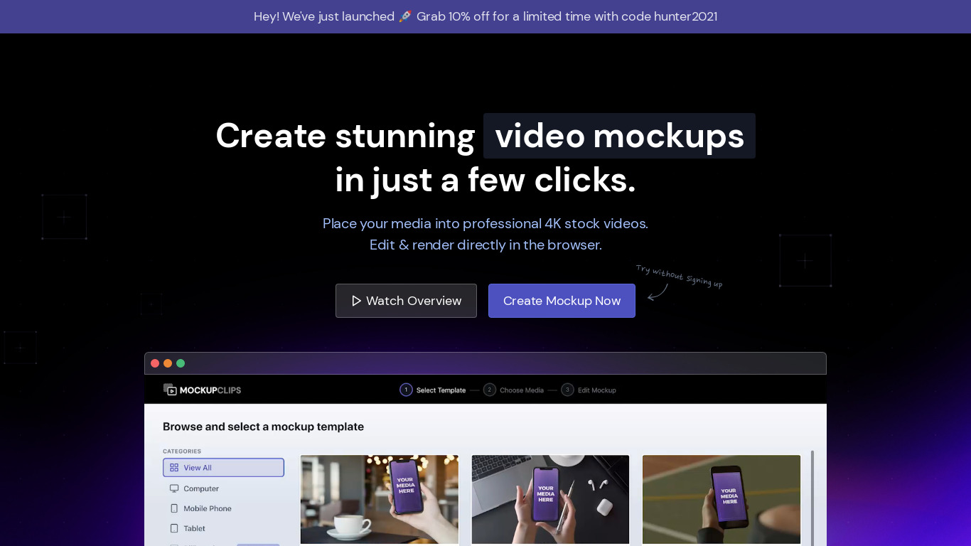 Mockup Clips Landing page