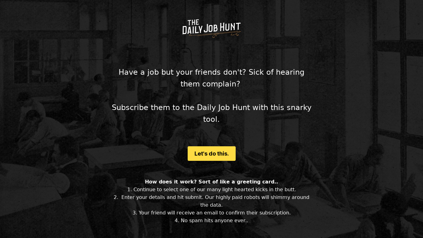 The Daily Job Hunt Landing page