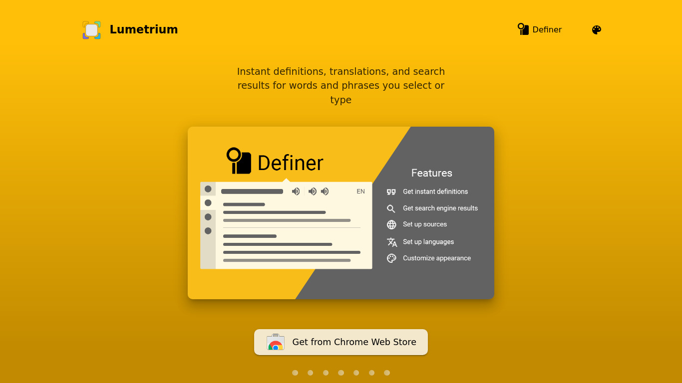 Definer Landing page