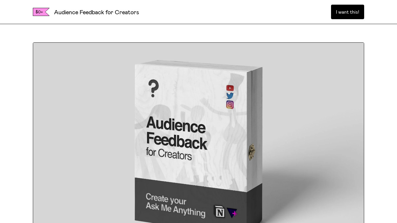 Audience Feedback for Creators Landing page