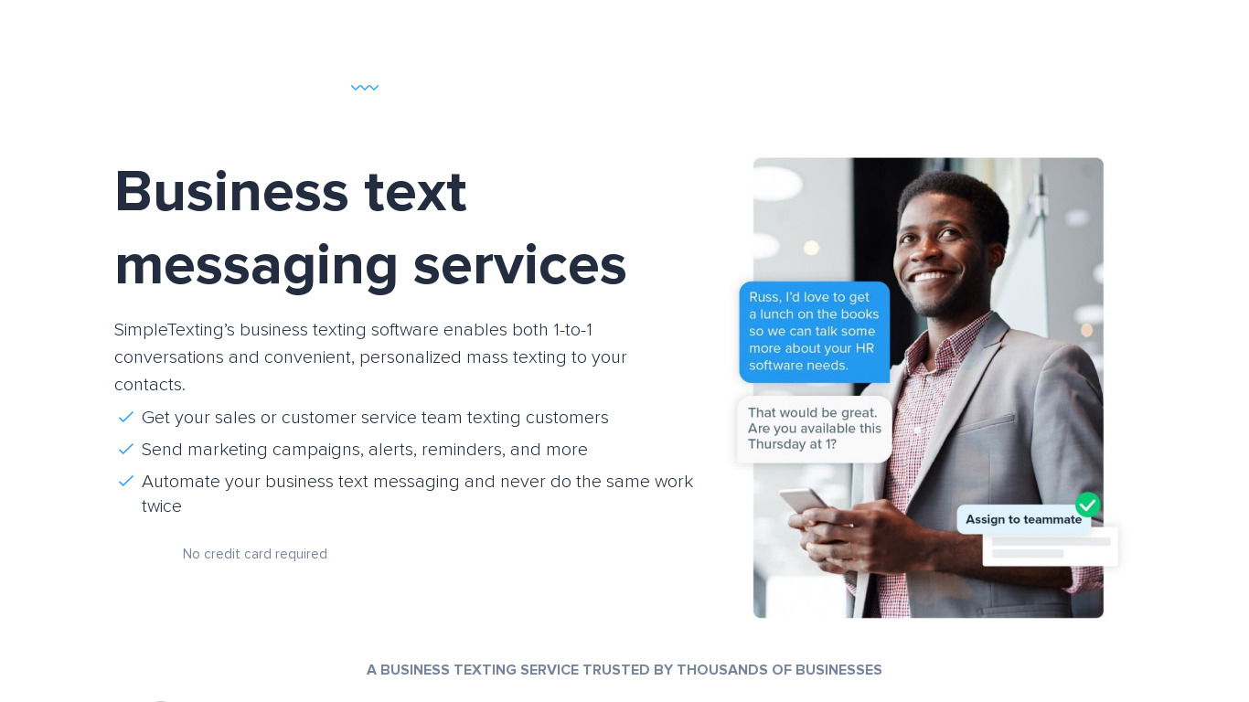 Business Texting Landing page