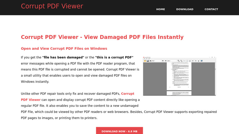 PDFFixer Corrupt PDF Viewer Landing Page