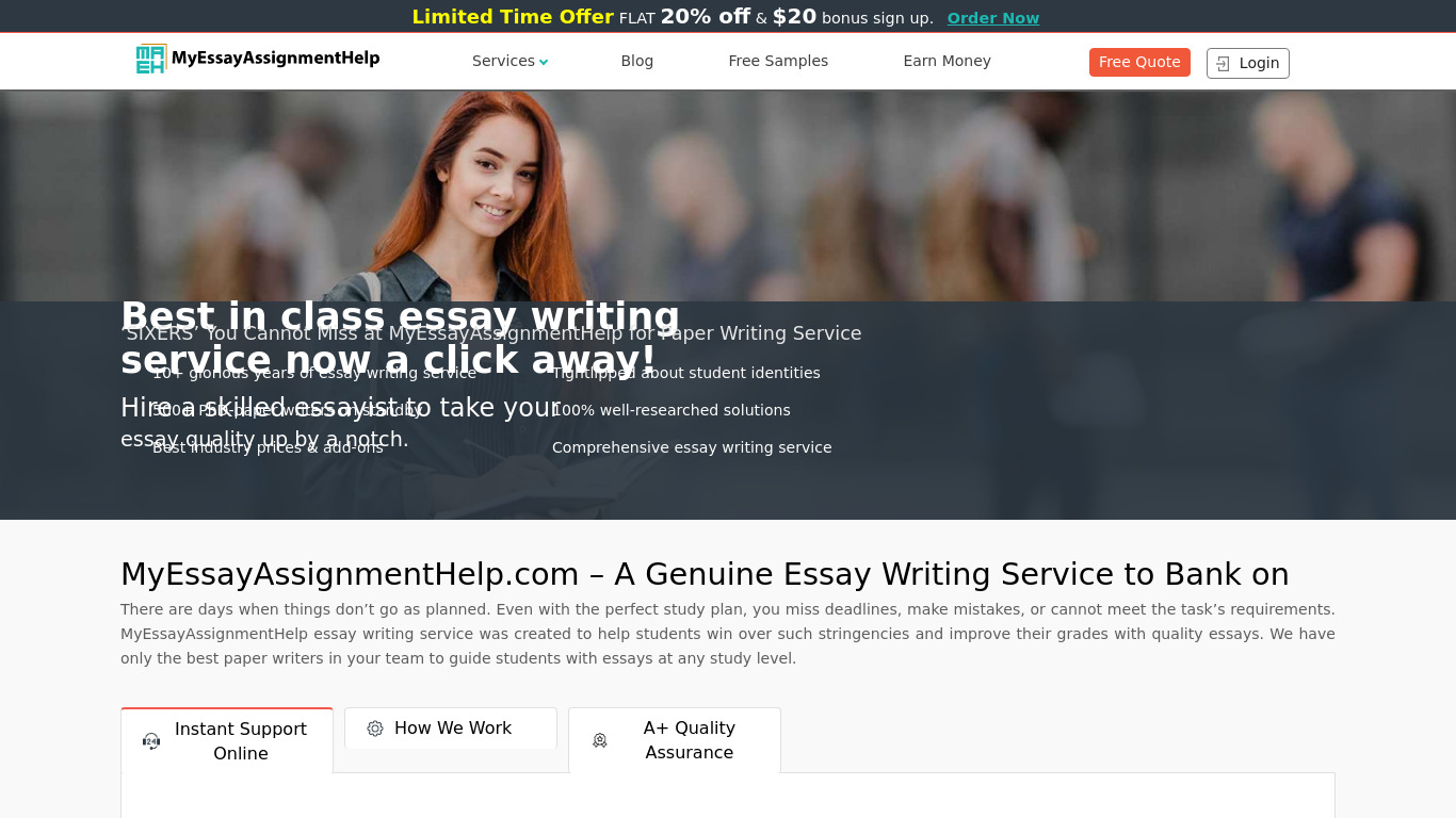 My Essay Assignment Help Landing page