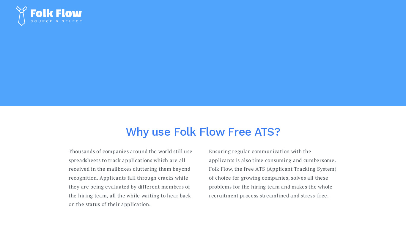 Folk Flow ATS Landing page