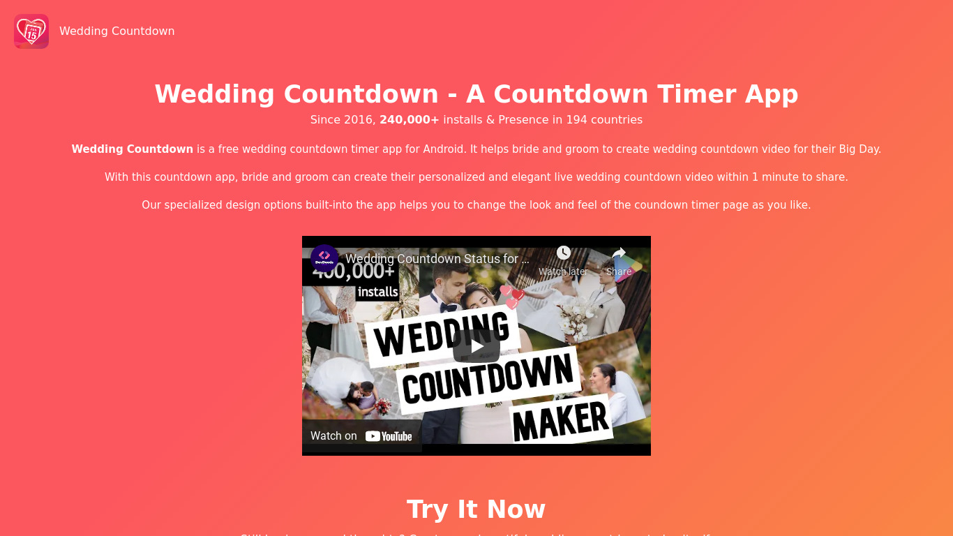 Wedding Day Countdown Landing page