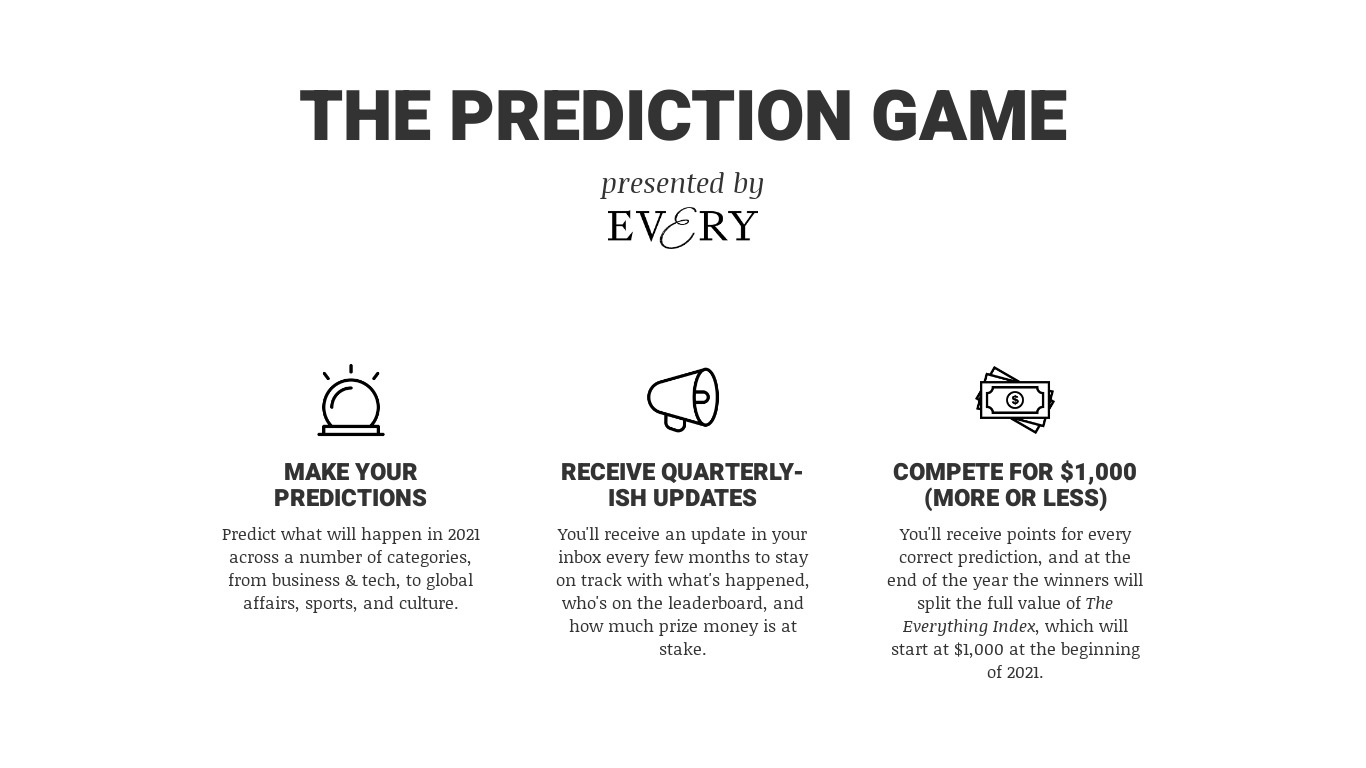 The Prediction Game Landing page