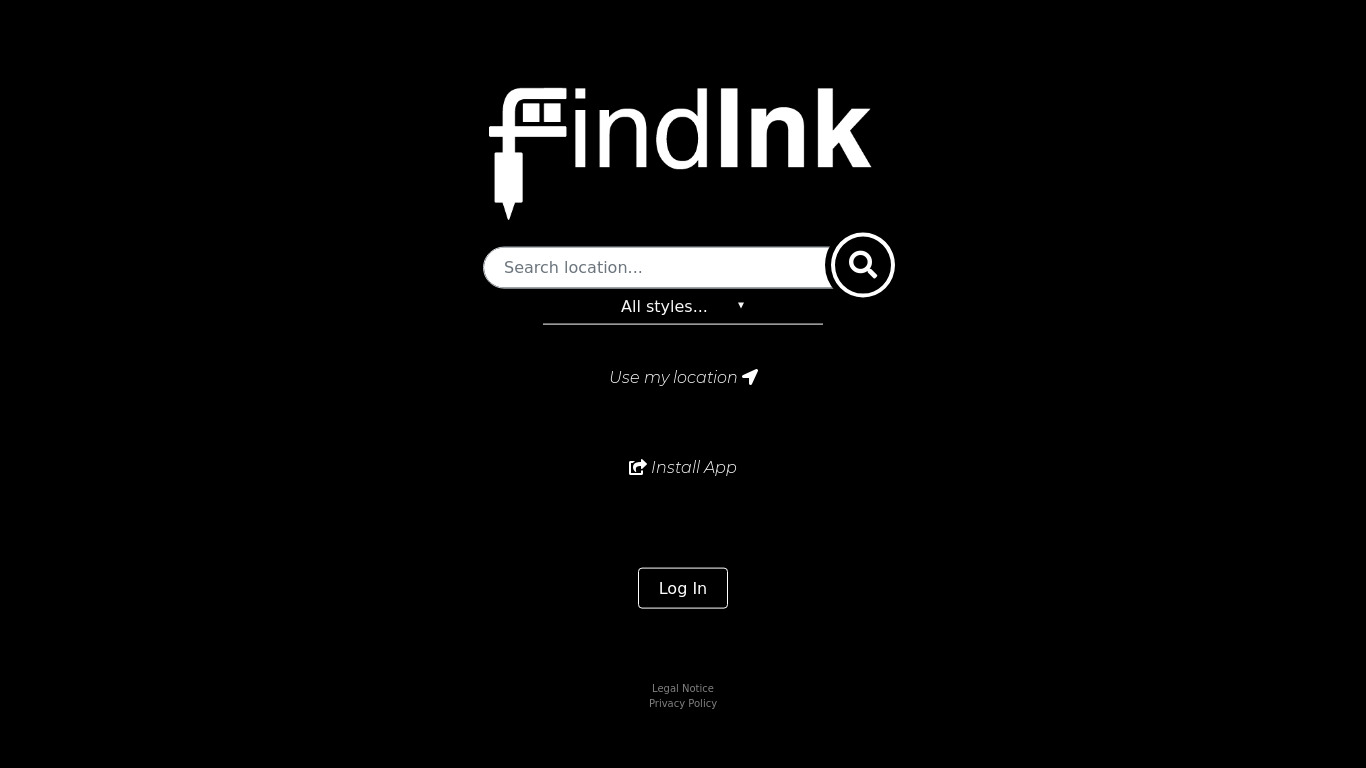 FindInk Landing page