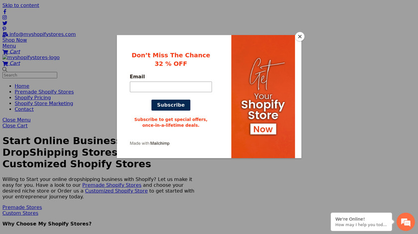 myshopifystores Landing Page