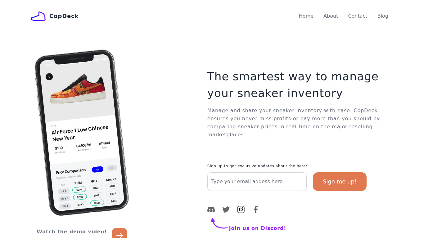CopDeck Landing page