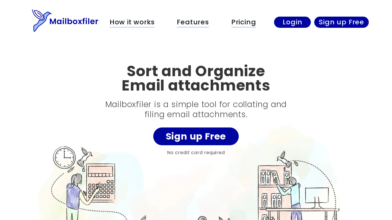 Mailboxfiler Landing page