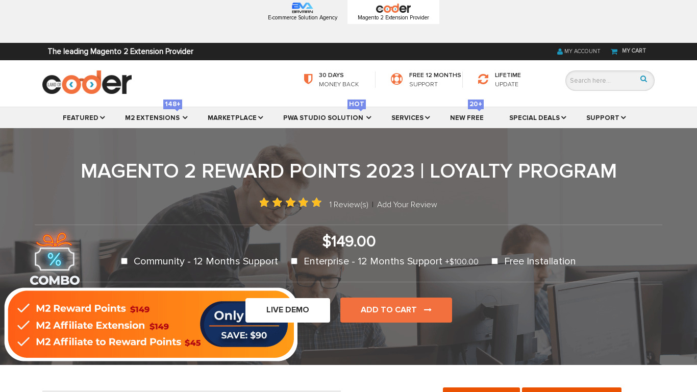 Landofcoder Magento 2 Reward Points Landing page