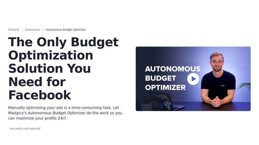 Madgicx Budget Optimizer for FB Landing Page