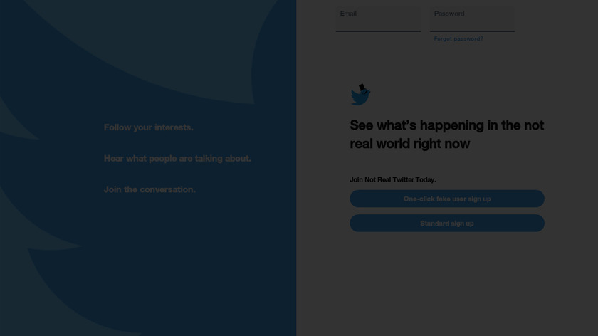 Not Real Twitter Landing Page