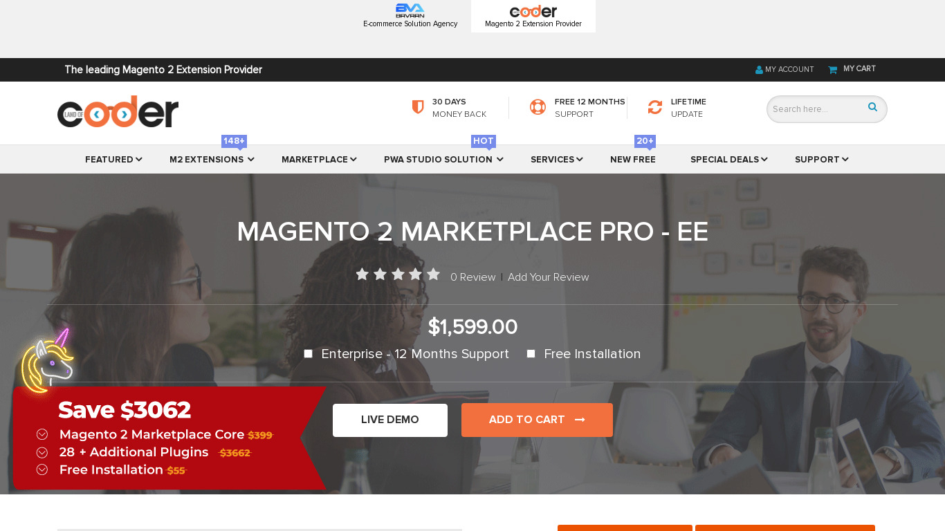 Landofcoder Magento2 Marketplace Pro EE Landing page