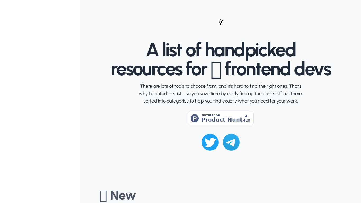 Frontend Toolbox Landing page