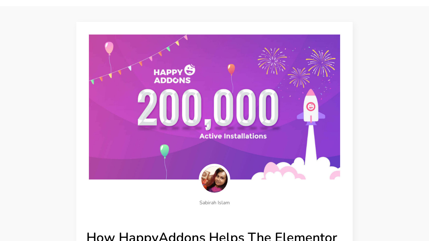 HappyAddons for Elementor Landing page